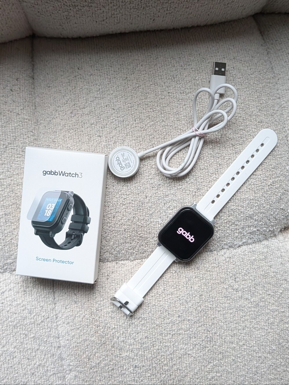 Gabb Watch 3 Kids Smartwatch – Silver/White Case with White Silicone Band